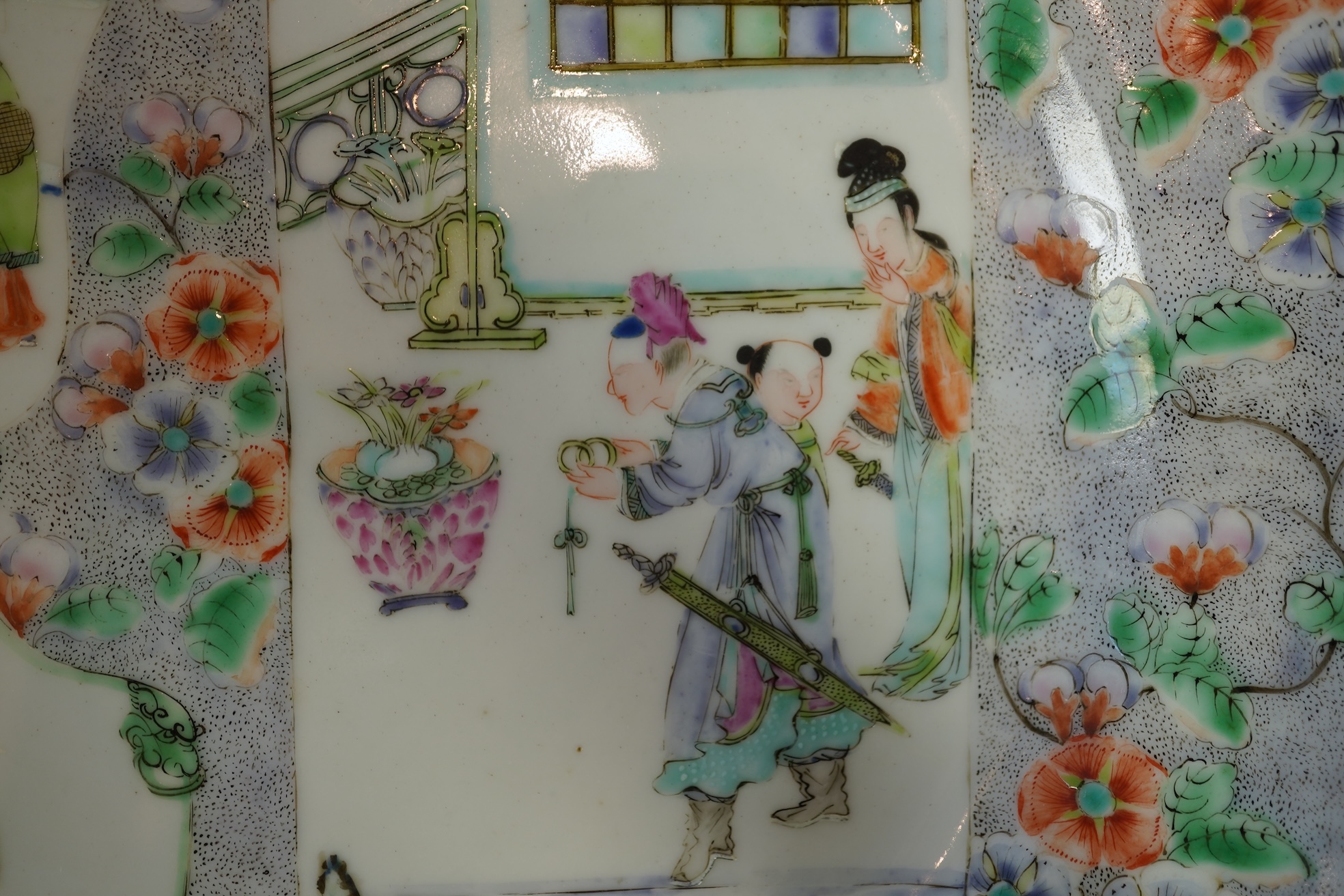 Three Chinese enamelled porcelain plates, mid 19th century